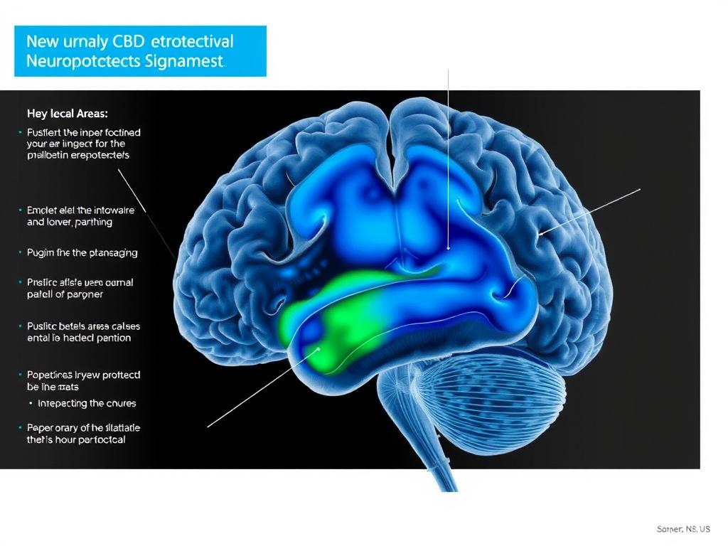 Brain scan with highlighted areas showing CBD's potential neuroprotective effects - CBD pros and cons