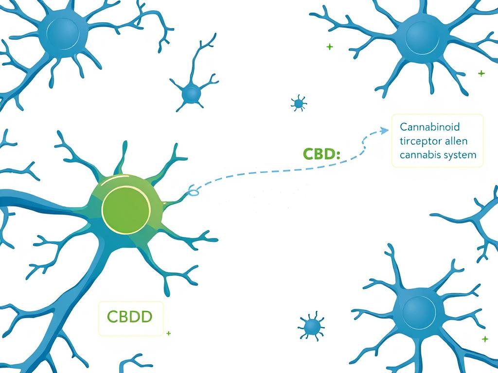 Illustration of how CBD interacts with the endocannabinoid system - CBD pros and cons explained